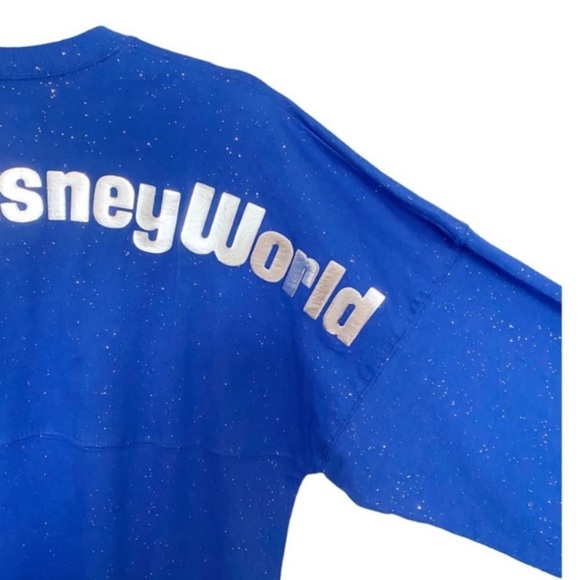 Disney Parks Walt Disney World Wishes Come True Spirit Jersey Blue Glitter Small